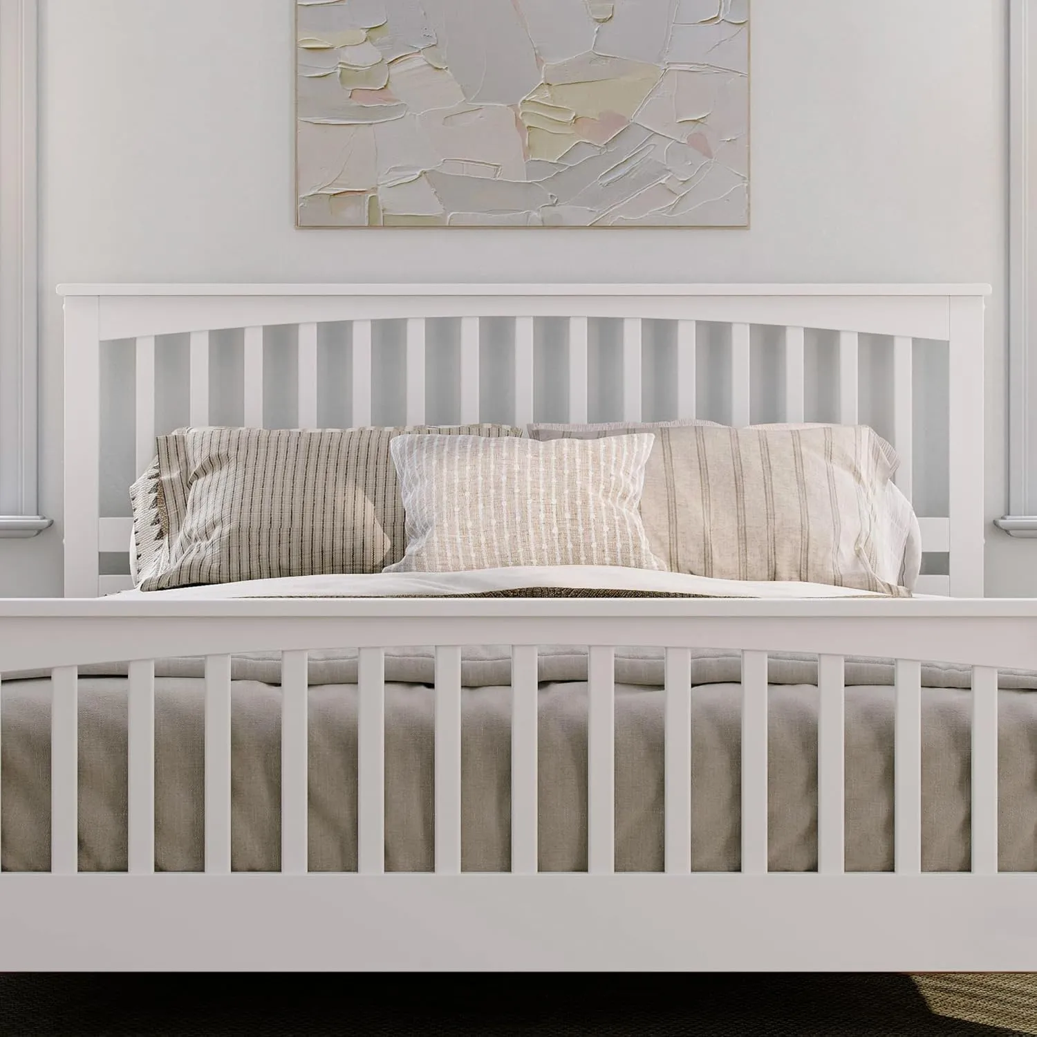 AFI, Camilla King Low Profile Platform Bed with Matching Footboard, White