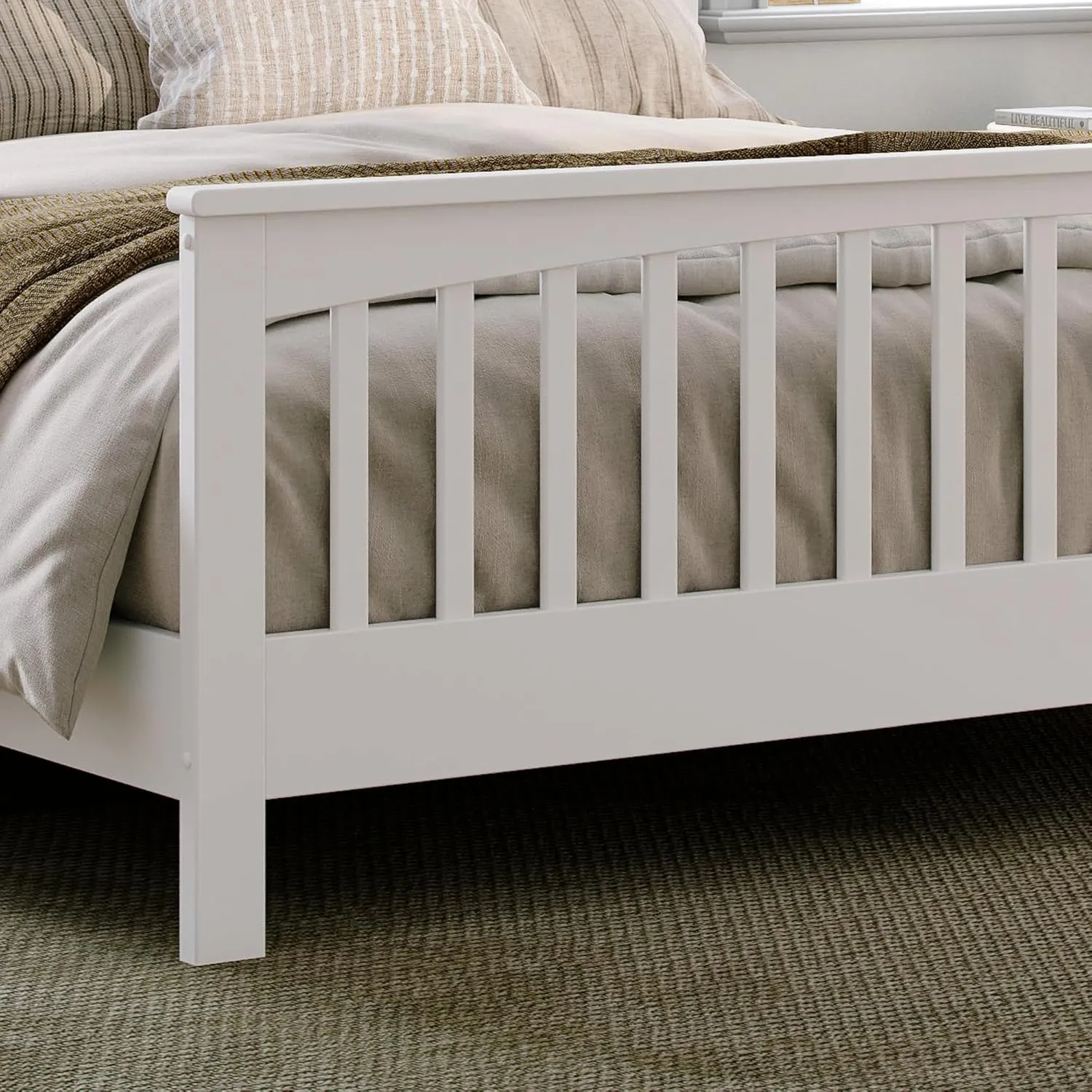 AFI, Camilla King Low Profile Platform Bed with Matching Footboard, White