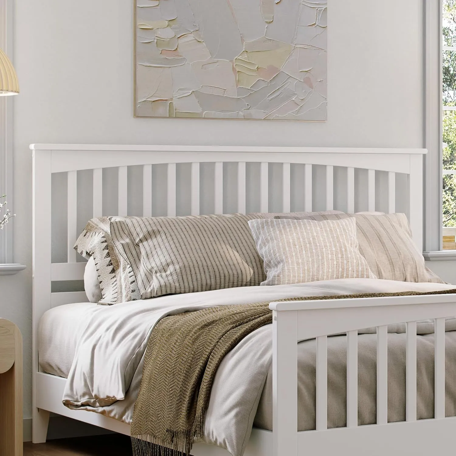 AFI, Camilla King Low Profile Platform Bed with Matching Footboard, White