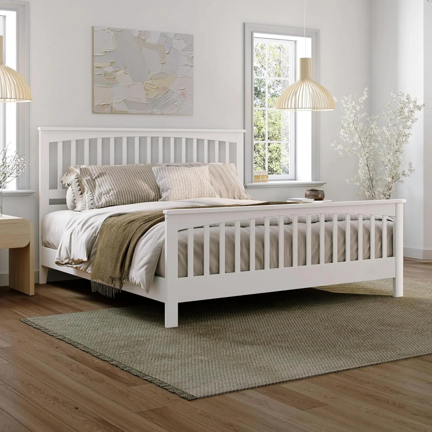 AFI, Camilla King Low Profile Platform Bed with Matching Footboard, White