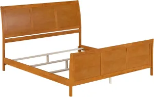 AFI Portland King Foundation Bed with Matching Footboard & Charging Station in Light Toffee