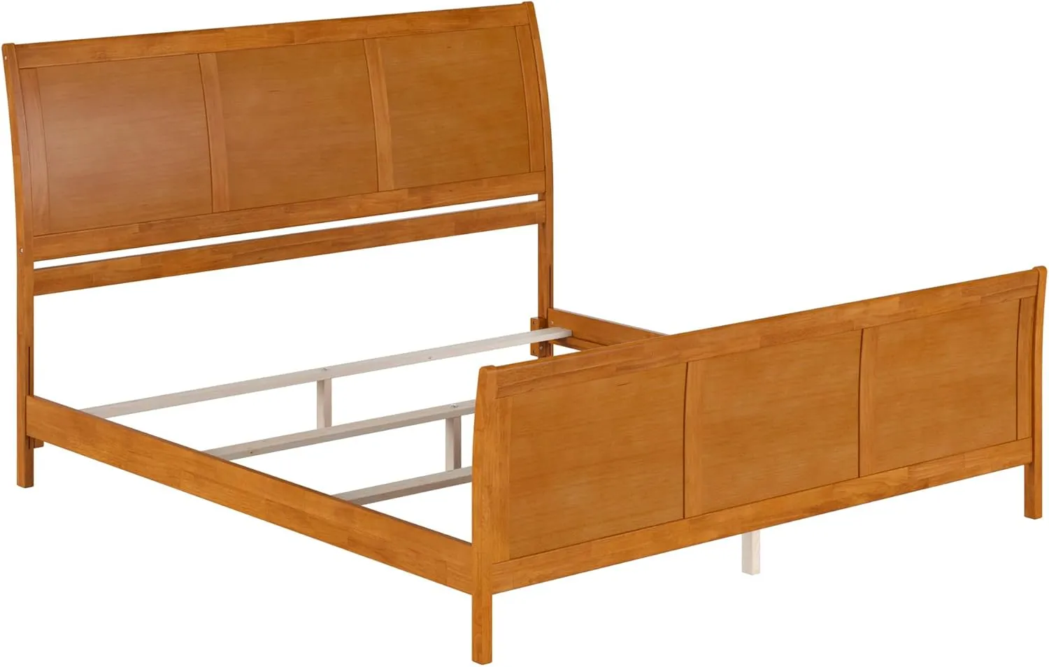 AFI Portland King Foundation Bed with Matching Footboard & Charging Station in Light Toffee