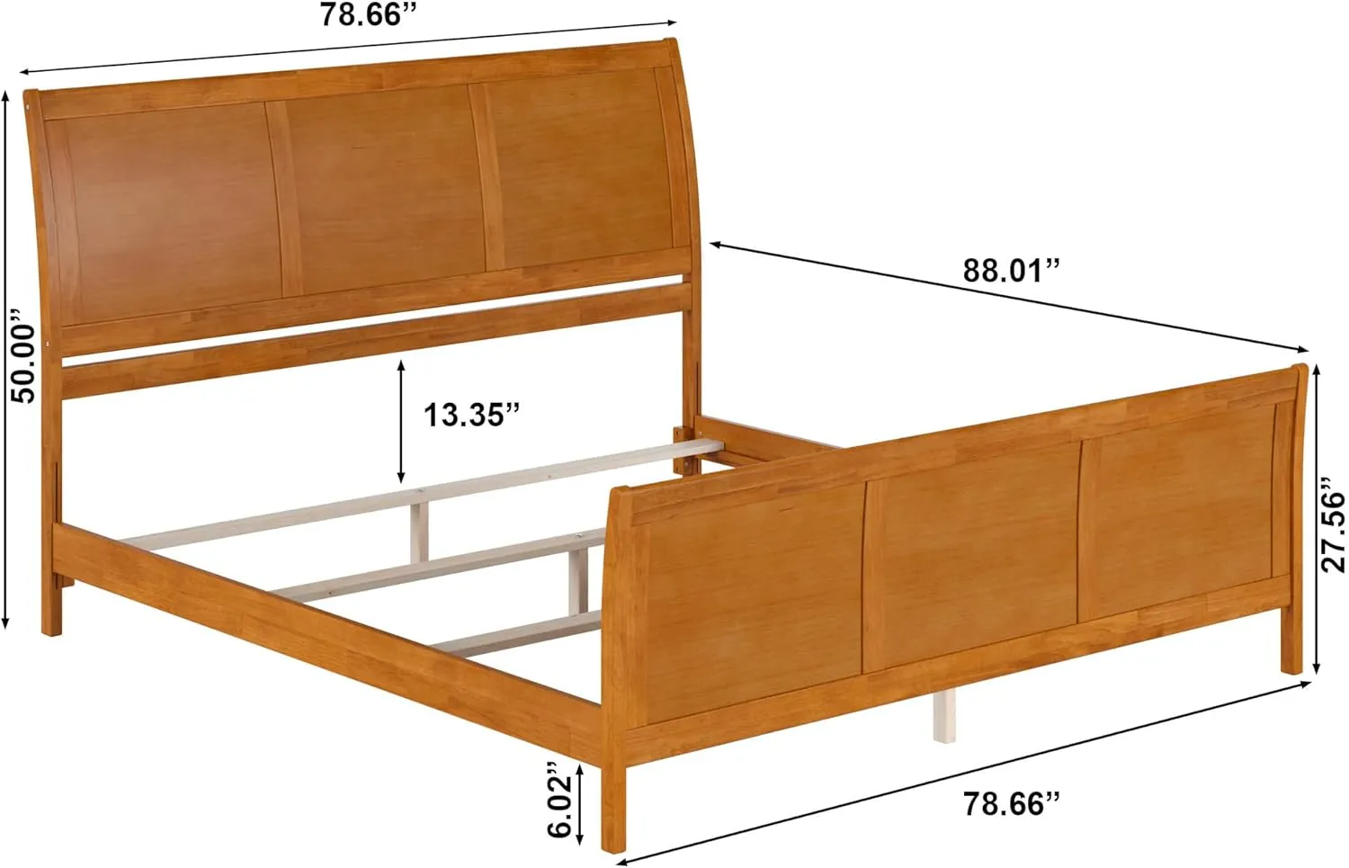 AFI Portland King Foundation Bed with Matching Footboard & Charging Station in Light Toffee