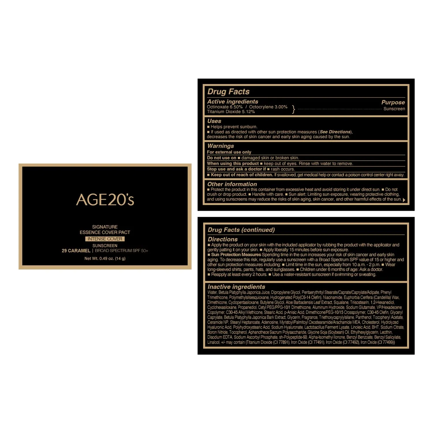 AGE20'S Signature Essence Pact SPF 50  | Pack of 1 | 29 Caramel | Cream Foundation, Dewy Finish, Natural Coverage | Korean Cushion Foundation