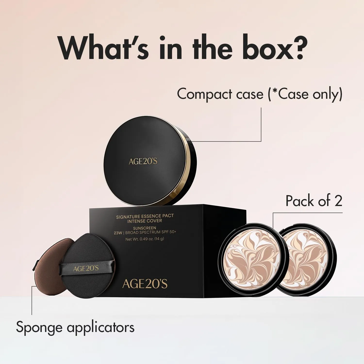 AGE20'S Signature Essence Pact SPF 50  | Pack of 2 | 23 Medium Beige | Cream Foundation, Dewy Finish, Natural Coverage | Korean Cushion Foundation