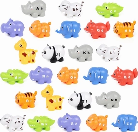 Agirlgle Double-Sided ABC Alphabet Matching Game 26PCS Letters Animals Toy Colors Matching Fine Motor Skill Toy Preschool Kindergarten Classroom Montessori Educational Toy for Kid, Medium