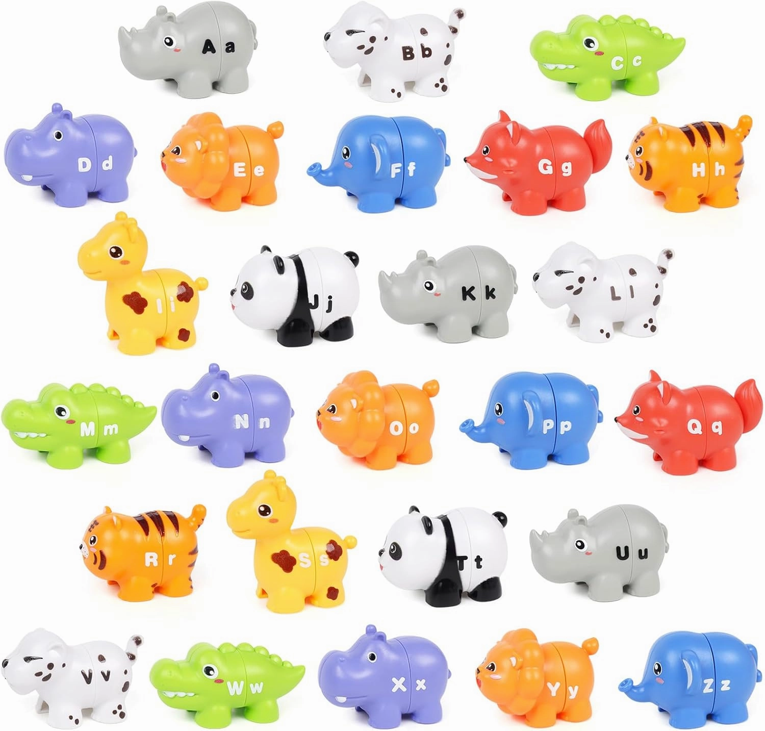 Agirlgle Double-Sided ABC Alphabet Matching Game 26PCS Letters Animals Toy Colors Matching Fine Motor Skill Toy Preschool Kindergarten Classroom Montessori Educational Toy for Kid, Medium