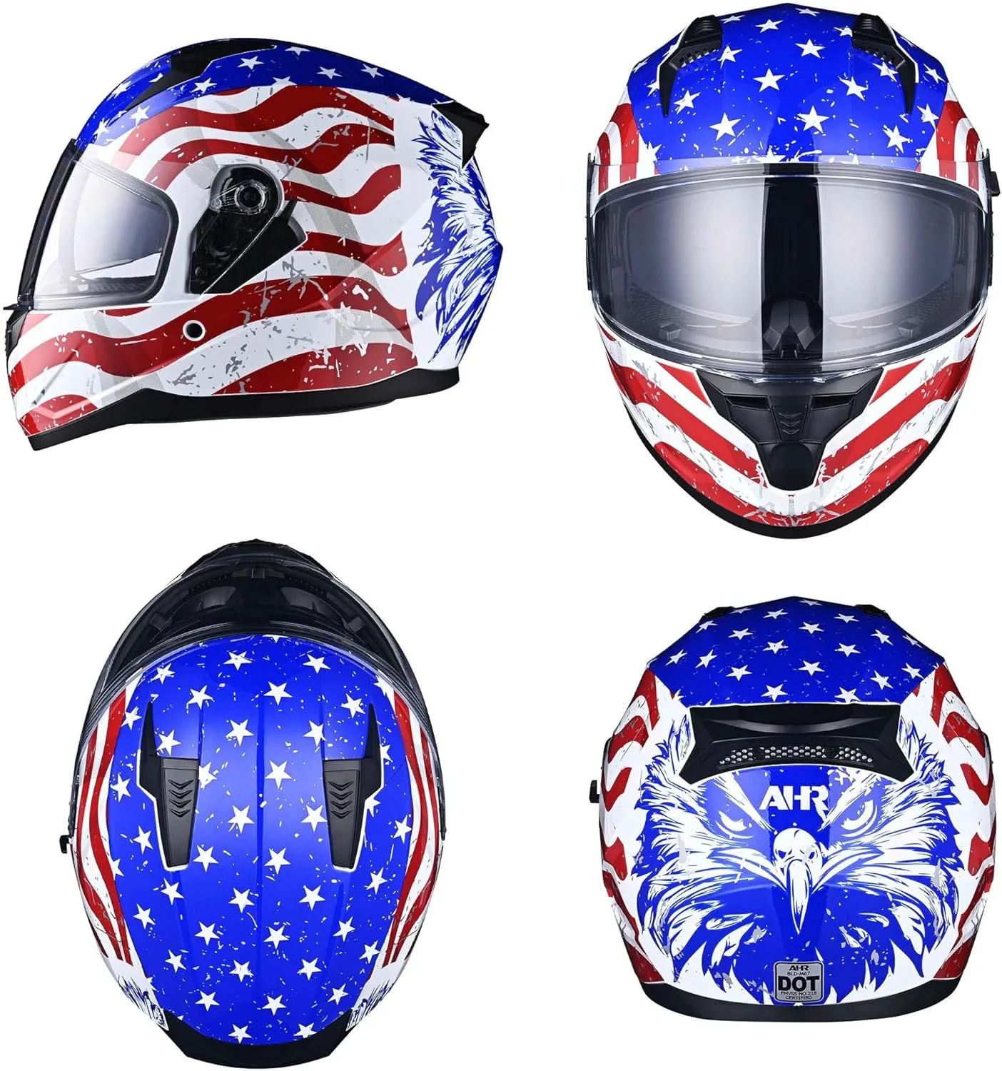 AHR Motorcycle Full Face Helmet Dual Visor Street Bike Lightweight DOT Approved Helmet Snowmobile Touring Sports for Adult Run-F