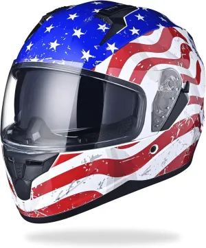 AHR Motorcycle Full Face Helmet Dual Visor Street Bike Lightweight DOT Approved Helmet Snowmobile Touring Sports for Adult Run-F