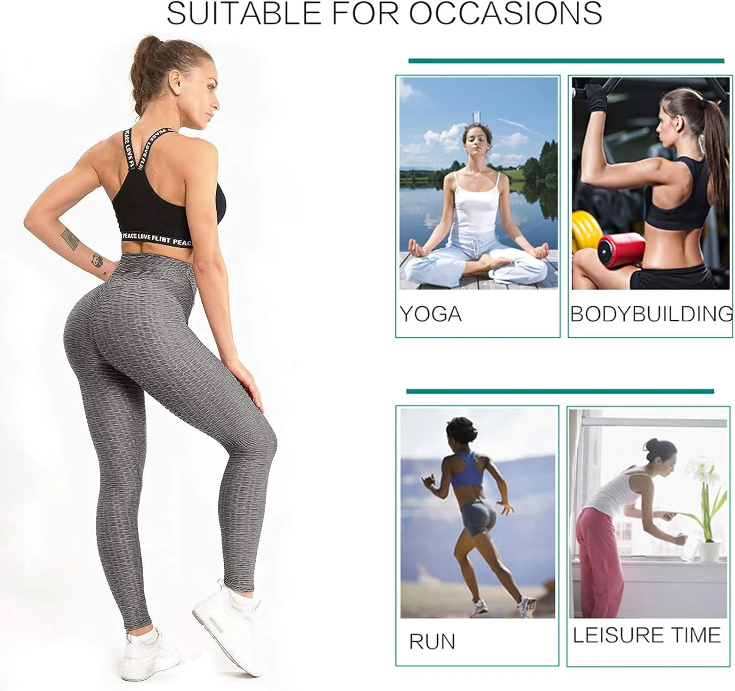 AIMILIA Butt Lifting Anti Cellulite Leggings for Women High Waisted Yoga Pants Workout Tummy Control Sport Tights