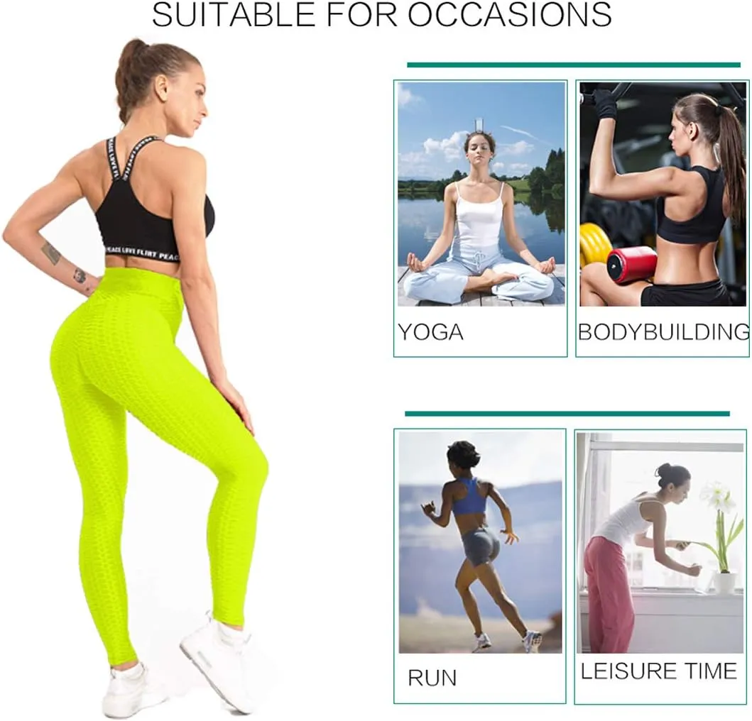AIMILIA Butt Lifting Anti Cellulite Leggings for Women High Waisted Yoga Pants Workout Tummy Control Sport Tights