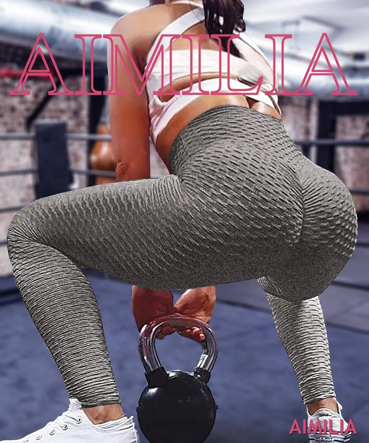 AIMILIA Butt Lifting Anti Cellulite Leggings for Women High Waisted Yoga Pants Workout Tummy Control Sport Tights