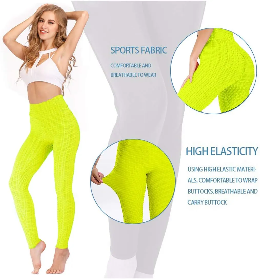 AIMILIA Butt Lifting Anti Cellulite Leggings for Women High Waisted Yoga Pants Workout Tummy Control Sport Tights