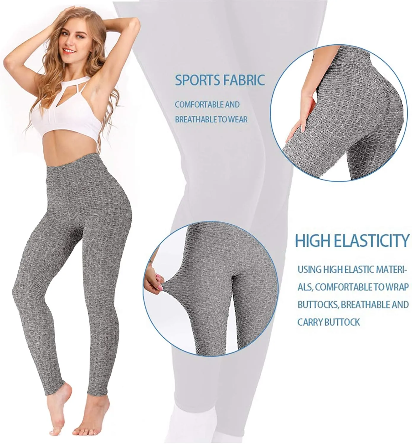 AIMILIA Butt Lifting Anti Cellulite Leggings for Women High Waisted Yoga Pants Workout Tummy Control Sport Tights