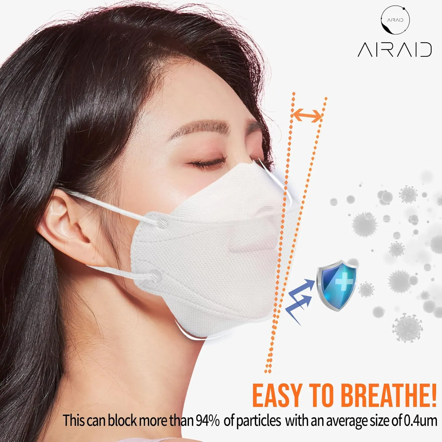 AIRAID-KF94 [Individually Wrapped] - Made in Korea, 3D Multicolor Packs, Face Protective Mask, Adult and Older Teens (Pink-20P)