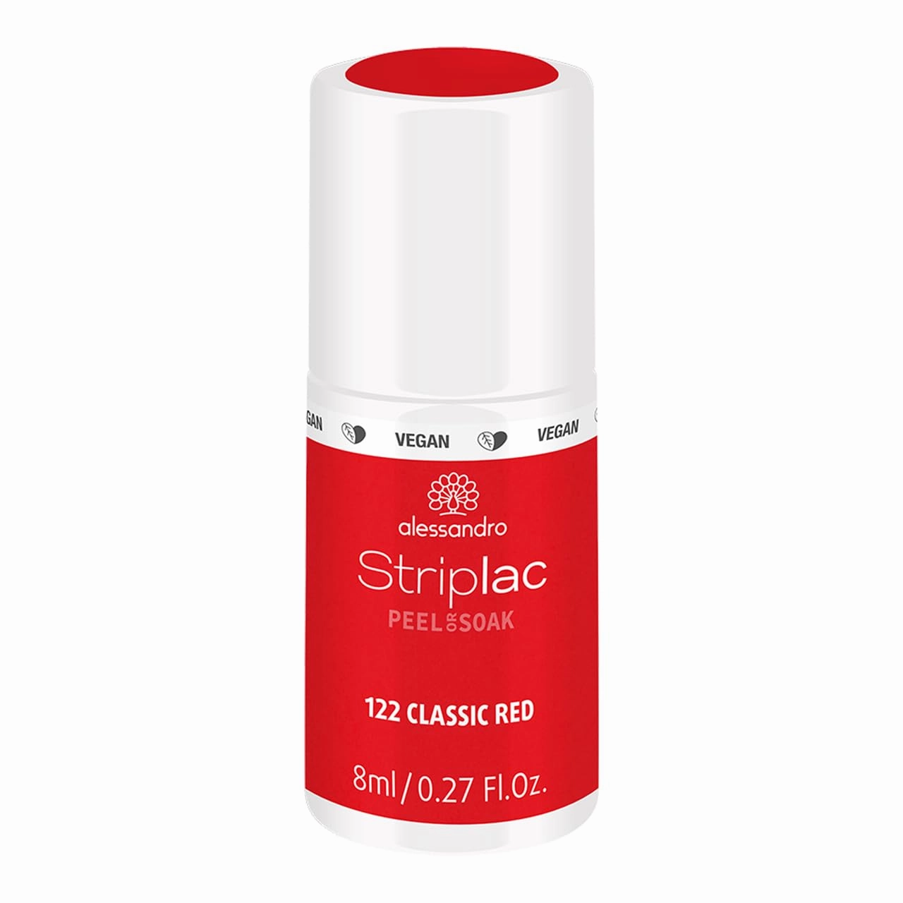 alessandro Striplac Peel or Soak Nail Polish - Long Lasting Wear - Quick Drying Time - Offers a Variety of Colors - Delivers Professional Results - Vegan - Cruelty Free - Classic Red - 0.27 oz