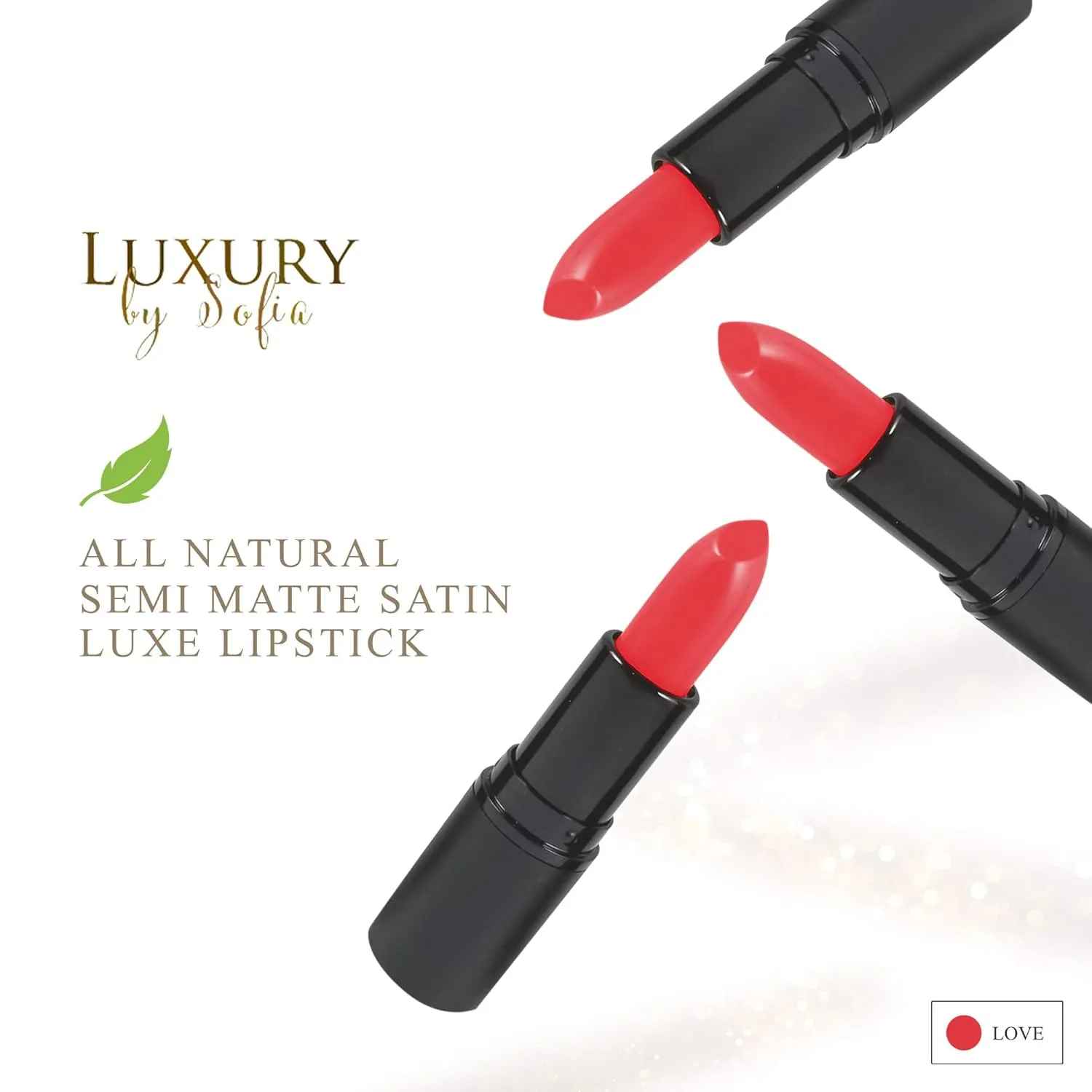 All Natural Lipstick, Semi Matte Lip Color, Moisturizing Lipstick, Non Toxic, Non GMO, Highly Pigmented, Long Lasting Lipstick, Vegan Makeup for Women (7 Shades)