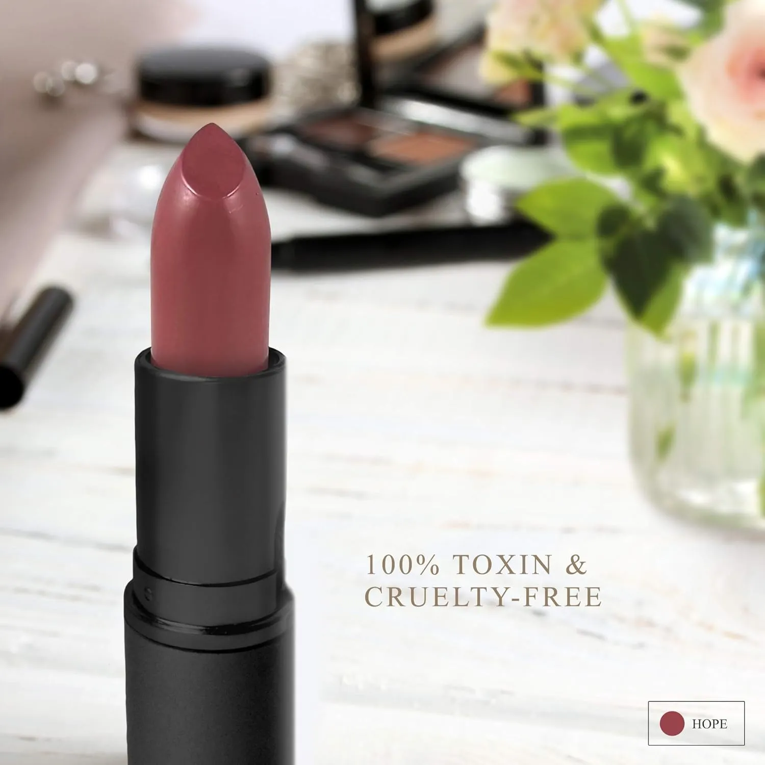 All Natural Lipstick, Semi Matte Lip Color, Moisturizing Lipstick, Non Toxic, Non GMO, Highly Pigmented, Long Lasting Lipstick, Vegan Makeup for Women (Hope)