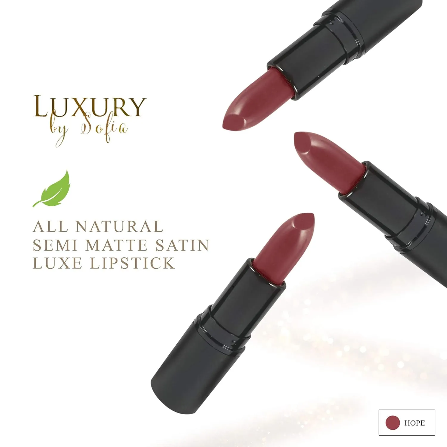 All Natural Lipstick, Semi Matte Lip Color, Moisturizing Lipstick, Non Toxic, Non GMO, Highly Pigmented, Long Lasting Lipstick, Vegan Makeup for Women (Hope)