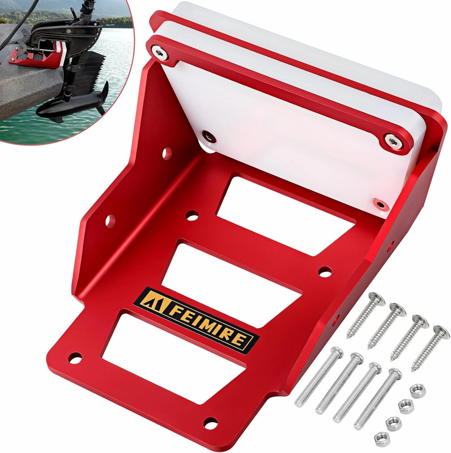 Aluminum Transom Trolling Motor Mount for Kayak, Trolling Motor Transom Mount, Transom Trolling Motor Mount, Kayak Trolling Motor Mount with Bracket (Red)