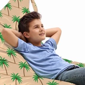 Ambesonne Oasis Lounger Chair Bag, Repetitive Palm Tree with Coconuts on Branches, High Capacity Storage with Handle Container, Lounger Size, Peach Fern Green