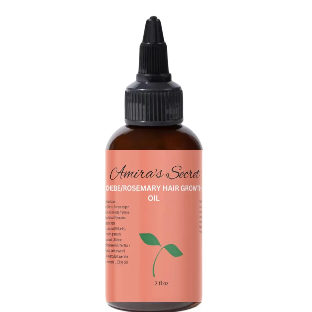 Amira’s Secret Ayurvedic Chebe Hair and Scalp Oil | Moisturizing and Nourishing | Great for All Hair Types | Rosemary Infused Oil | Great for Gifts (2fl oz)