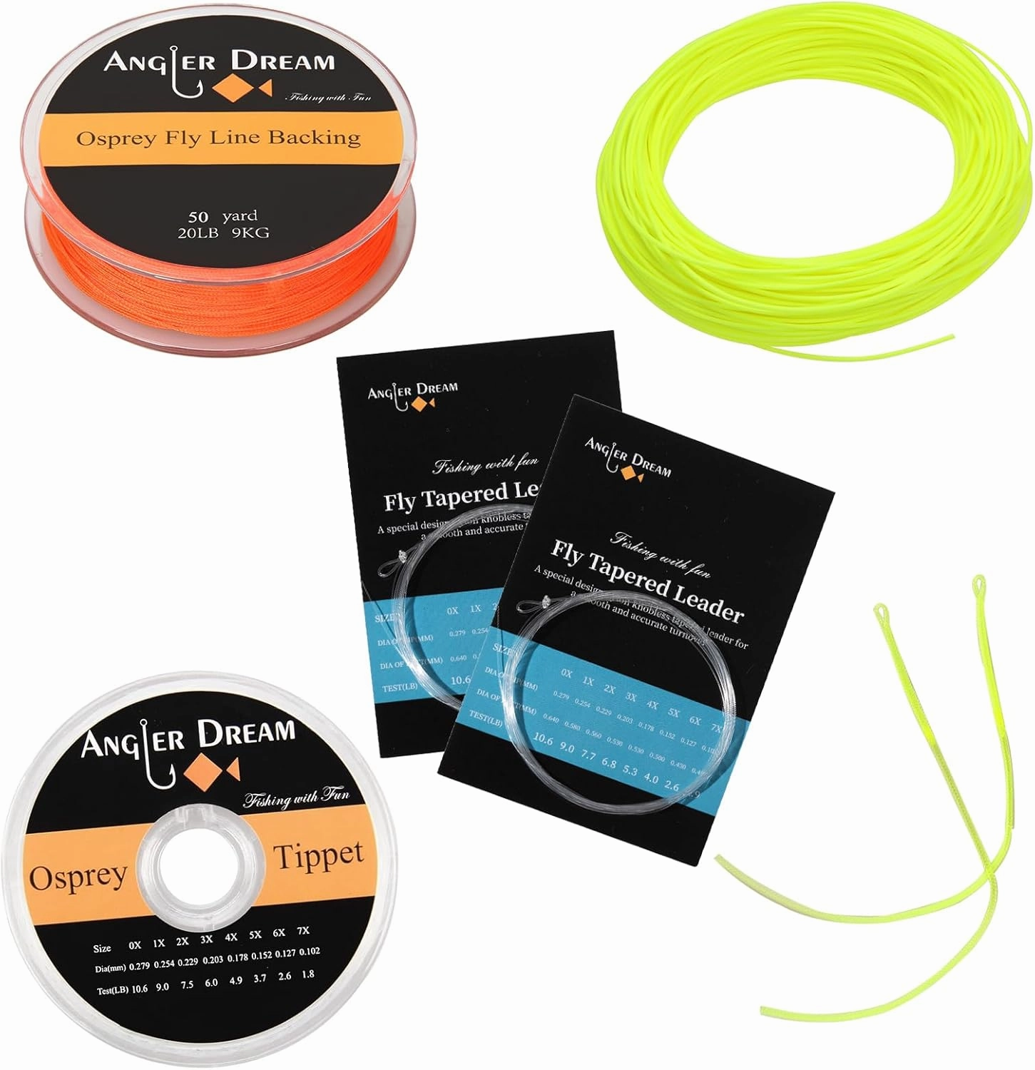 AnglerDream WF Fly Fishing Line Kit 1 2 3 4 5 6 7 8 9WT Fly Fishing Line Leader Braided Backing Fish Line