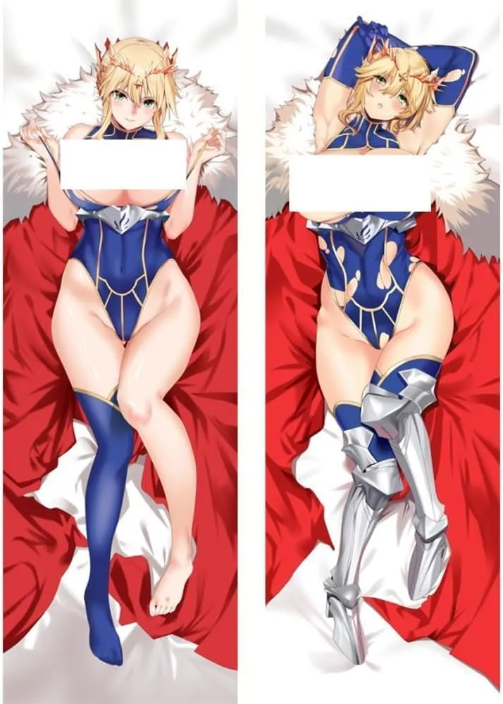Anime Body Pillow Case 20" X 59", Peach Skin Double-Sided Altria Pendragon Anime Girl Hugging Body Throw Pillow Cover Cartoon Game Cushion Cover for Anime Fans Gift(5)