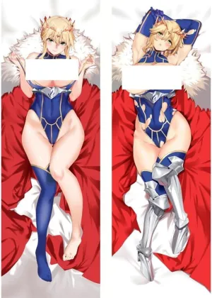 Anime Body Pillow Case 20" X 59", Peach Skin Double-Sided Altria Pendragon Anime Girl Hugging Body Throw Pillow Cover Cartoon Game Cushion Cover for Anime Fans Gift(5)