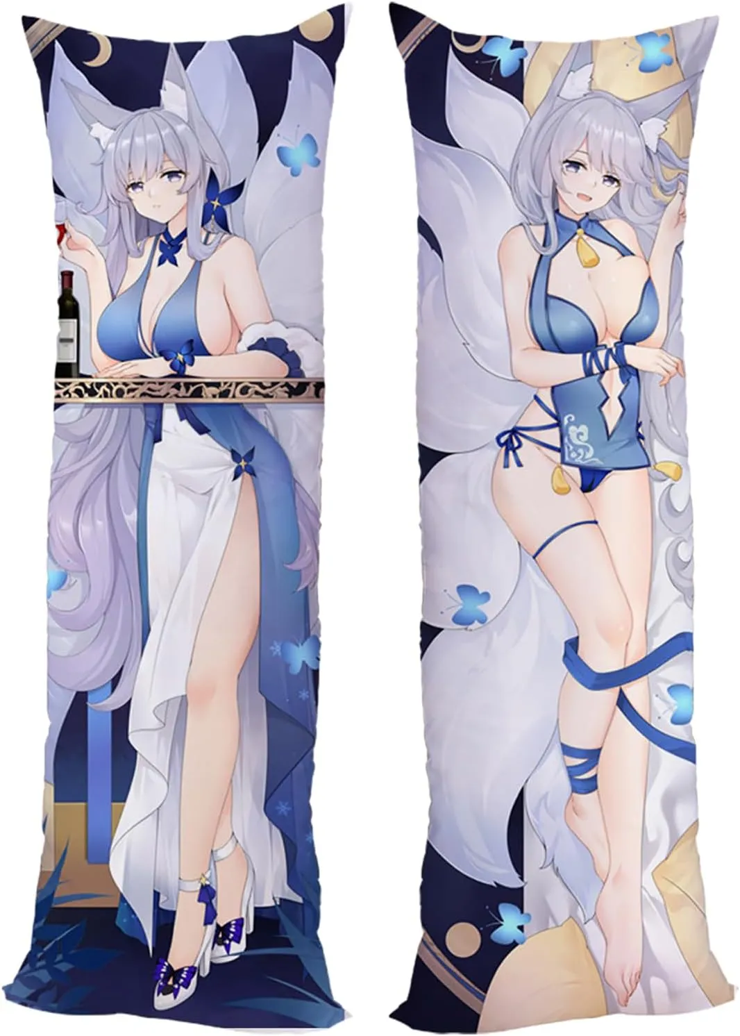 Anime Pillow Case Dakimakura Azur Lane Impact 180x60cm (70.9in x 23.6in) Bedding Pillowcase Hugging Body Pillow Case Double Sided Cushions Covers Natural Velvet
