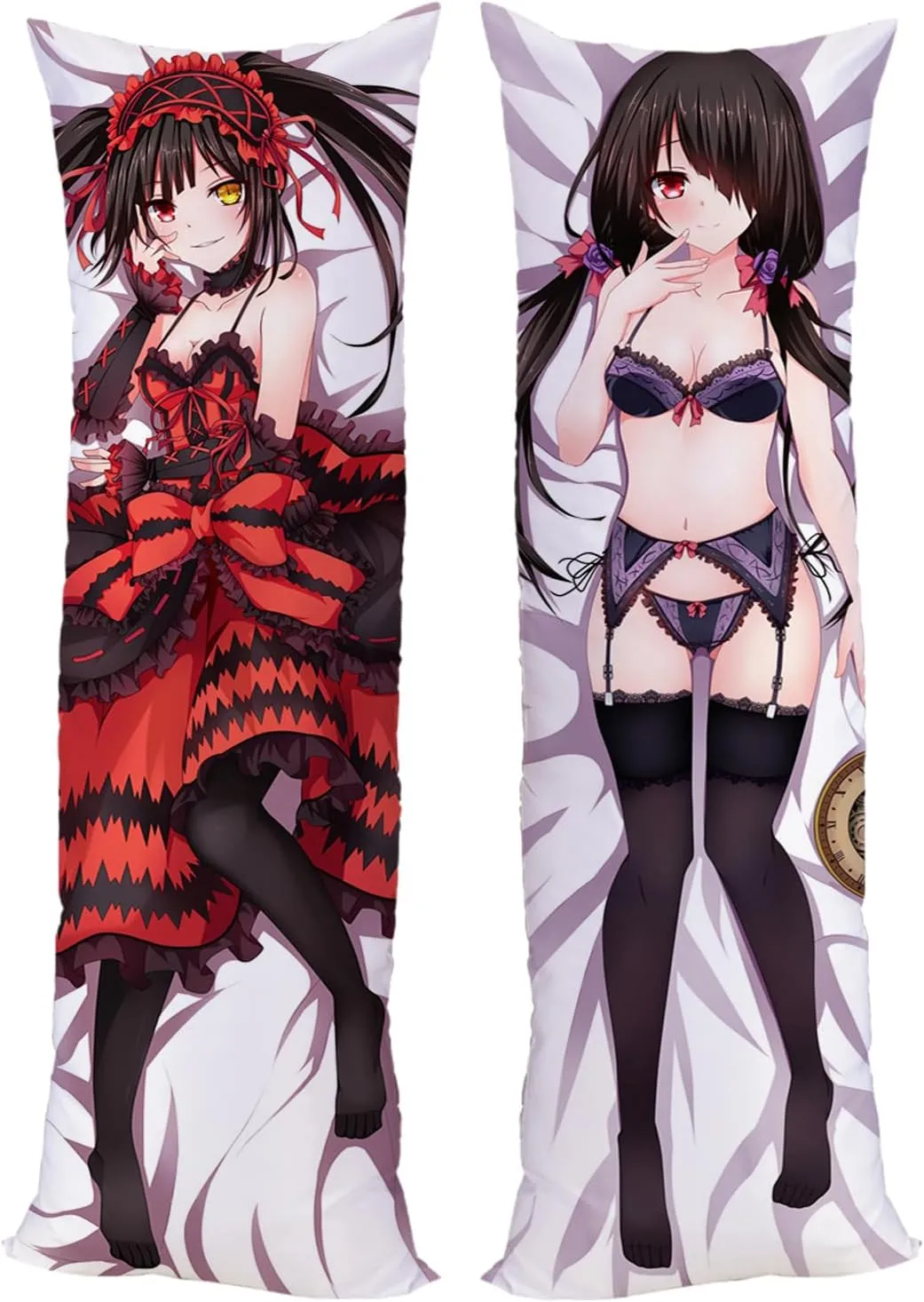 Anime Pillow Dakimakura Date A Live Impact Tokisaki Kurumi 59 * 19.6inches (150x50cm) Peach Skin Hugging Pillowcase Otaku Bedding Double Sided Cushions Covers