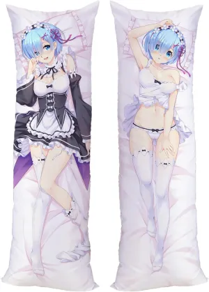 Anime Pillow Dakimakura Relife in A Different World from Zero Impact Rem 59 * 19.6inches (150x50cm) Peach Skin Hugging Pillowcase Otaku Bedding Double Sided Cushions Covers
