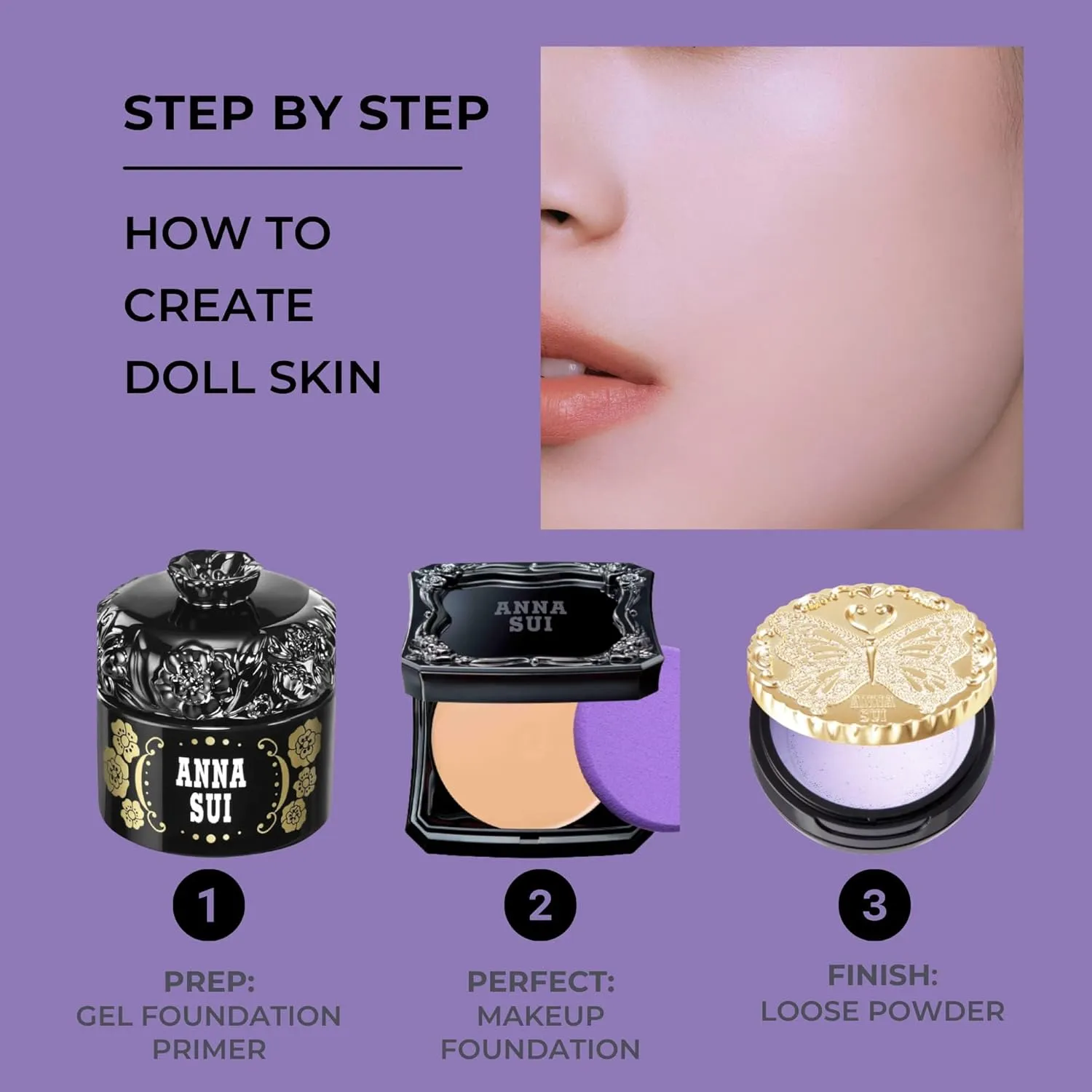 ANNA SUI Makeup Foundation - Beige - 15 - Base and Loose Powder - Conceals Skin Complexion and Texture - Brightens the Skin - Maximum Coverage - 0.35 oz.