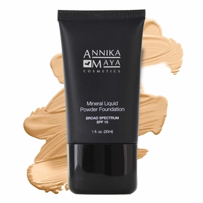 Annika Maya Mineral Foundation, Liquid to Powder Formula, Made in the USA (Tender Beige (Light with Neutral Undertones), 1 fl oz (30ml))