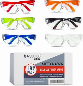 Aqulius 24 Bulk Safety Glasses for Men & Women ANSI Z78.1 Certified - Scratch Resistant Crystal Clear Eye Protection Glasses