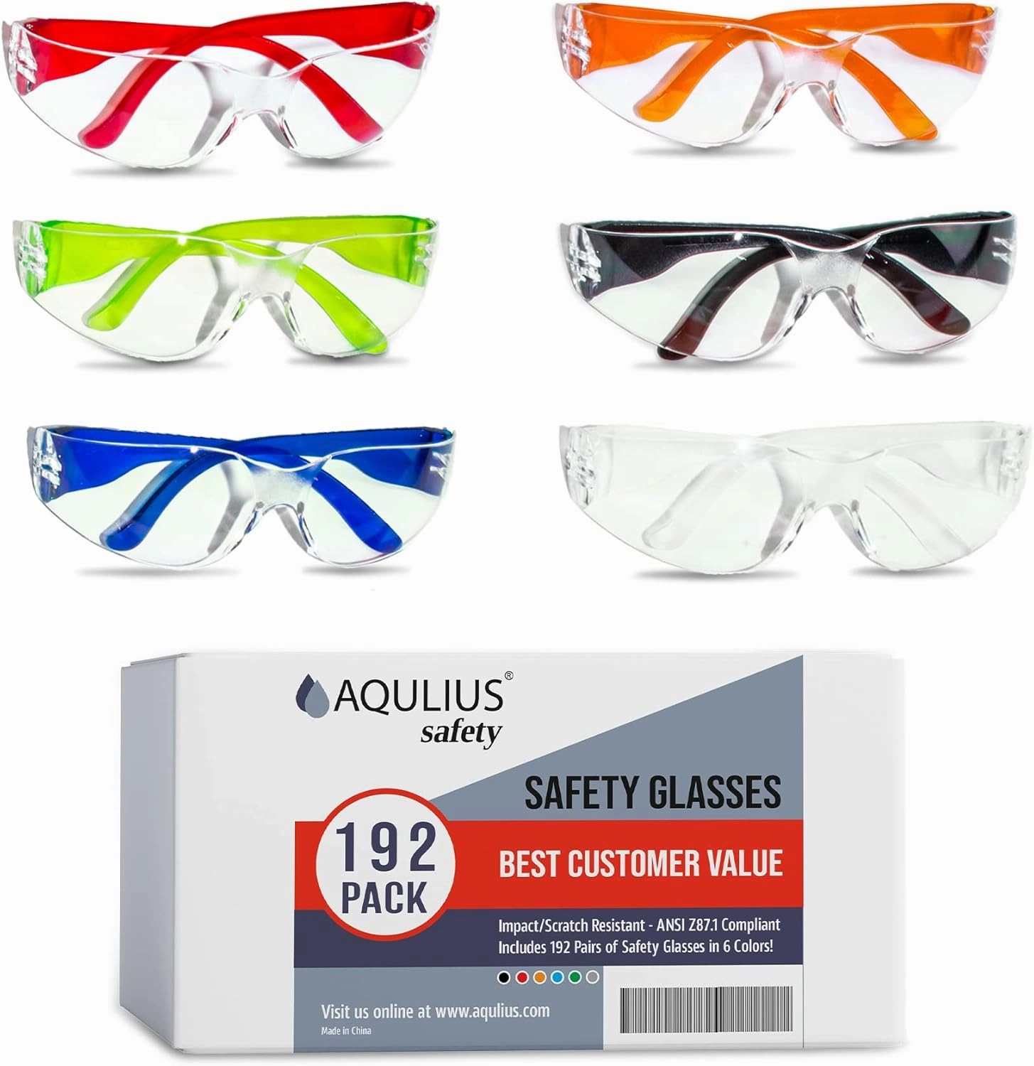 Aqulius 24 Bulk Safety Glasses for Men & Women ANSI Z78.1 Certified - Scratch Resistant Crystal Clear Eye Protection Glasses