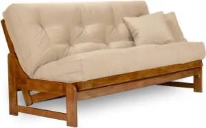 Arden Futon Set - Full Size, Frame, 8" Mattress, Microfiber Sussex Khaki Cover