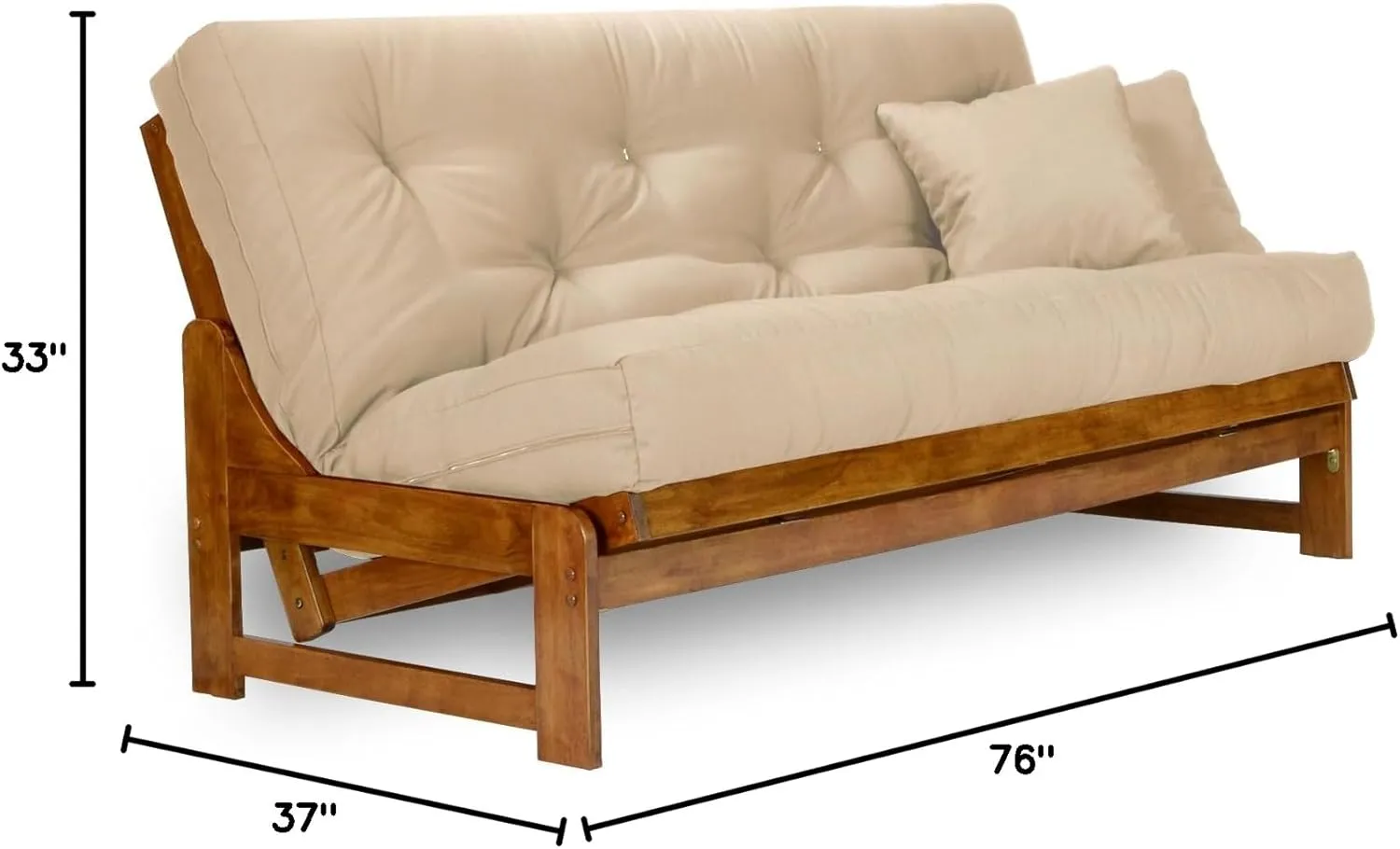Arden Futon Set - Full Size, Frame, 8" Mattress, Microfiber Sussex Khaki Cover