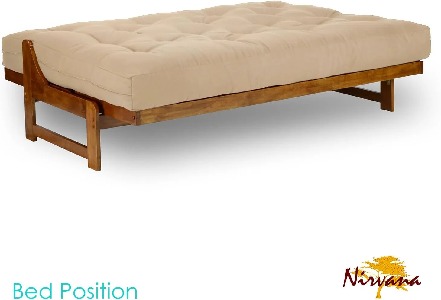 Arden Futon Set - Full Size, Frame, 8" Mattress, Microfiber Sussex Khaki Cover