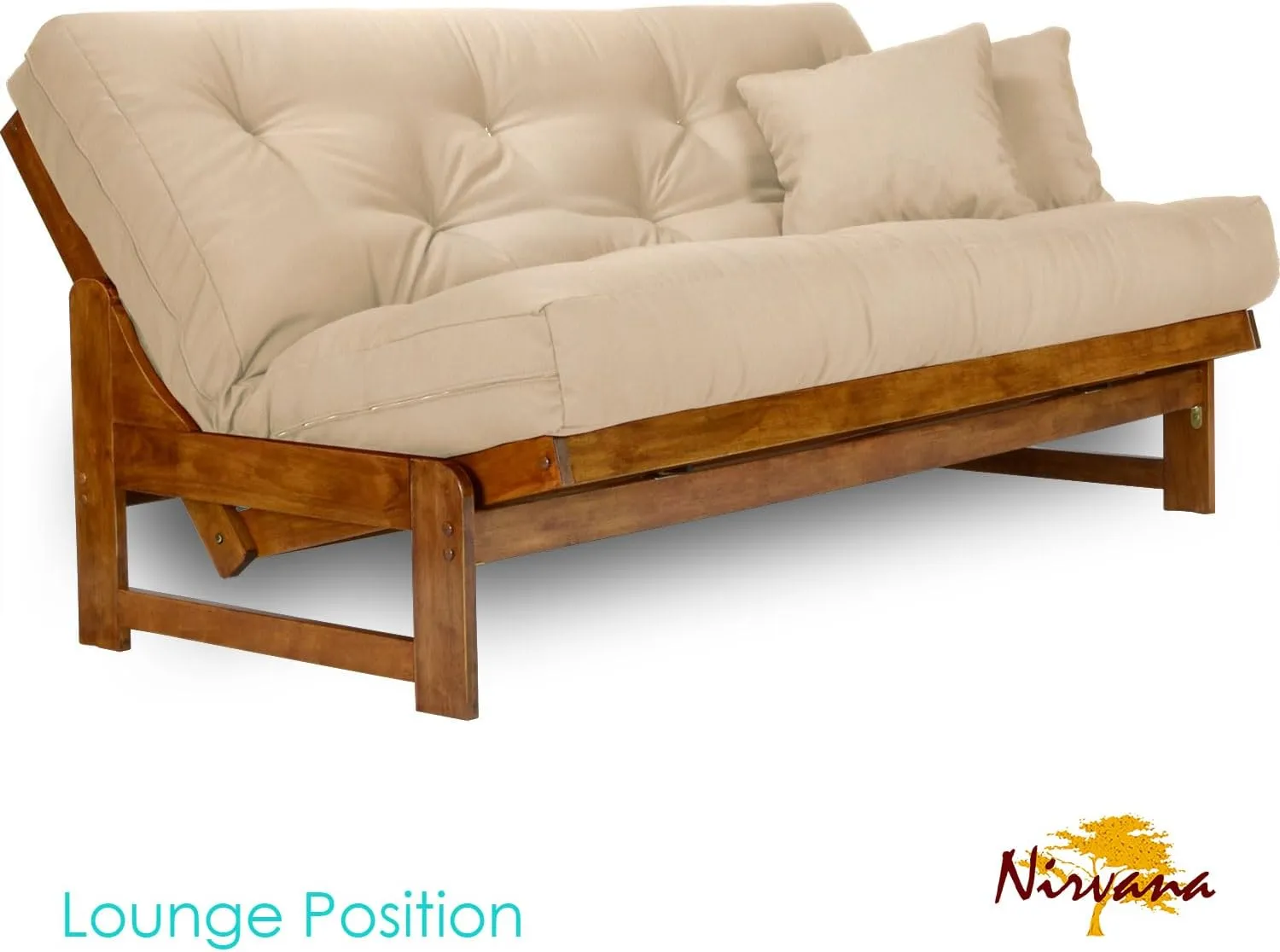 Arden Futon Set - Full Size, Frame, 8" Mattress, Microfiber Sussex Khaki Cover