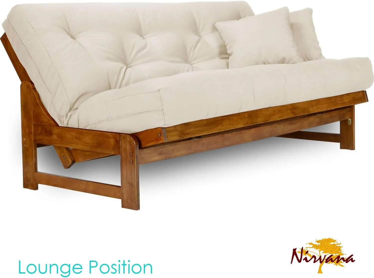 Arden Futon Set - Full Size, Frame, 8" Mattress, Twill Ivory Cover