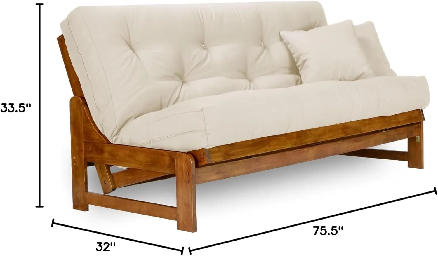 Arden Futon Set - Full Size, Frame, 8" Mattress, Twill Ivory Cover