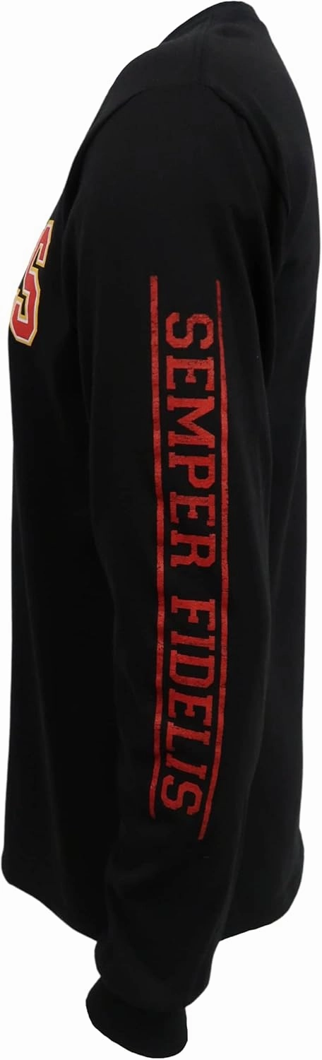 Armed Forces Gear Men's Marines Block Long Sleeve T-Shirt - Official Licensed United States Marines Shirts for Men (Black)