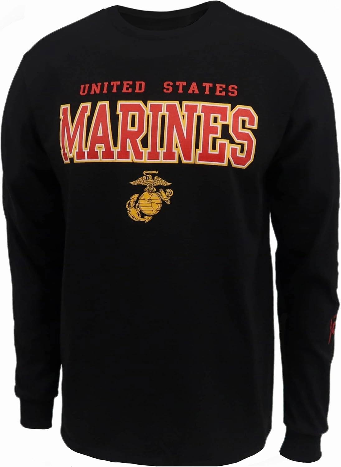 Armed Forces Gear Men's Marines Block Long Sleeve T-Shirt - Official Licensed United States Marines Shirts for Men (Black)