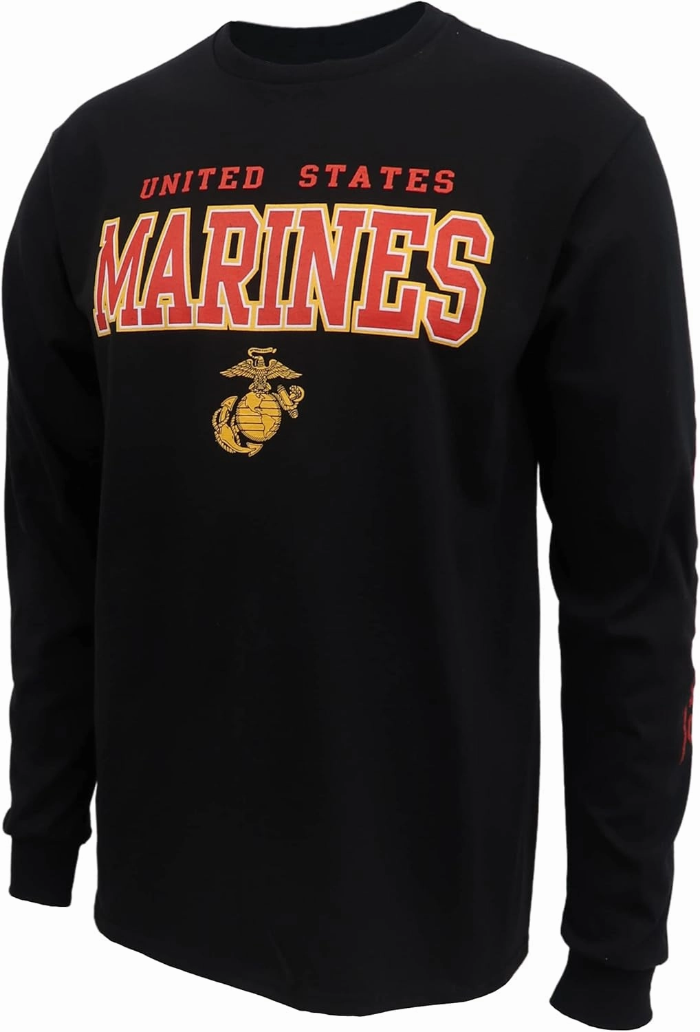Armed Forces Gear Men's Marines Block Long Sleeve T-Shirt - Official Licensed United States Marines Shirts for Men (Black)