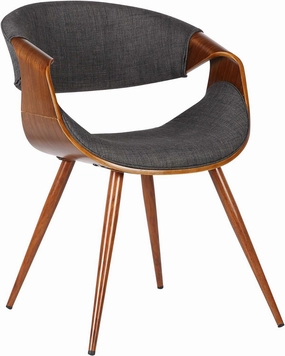Armen Living Butterfly Dining Chair in Charcoal Fabric and Walnut Wood Finish 22D x 21W x 29H in