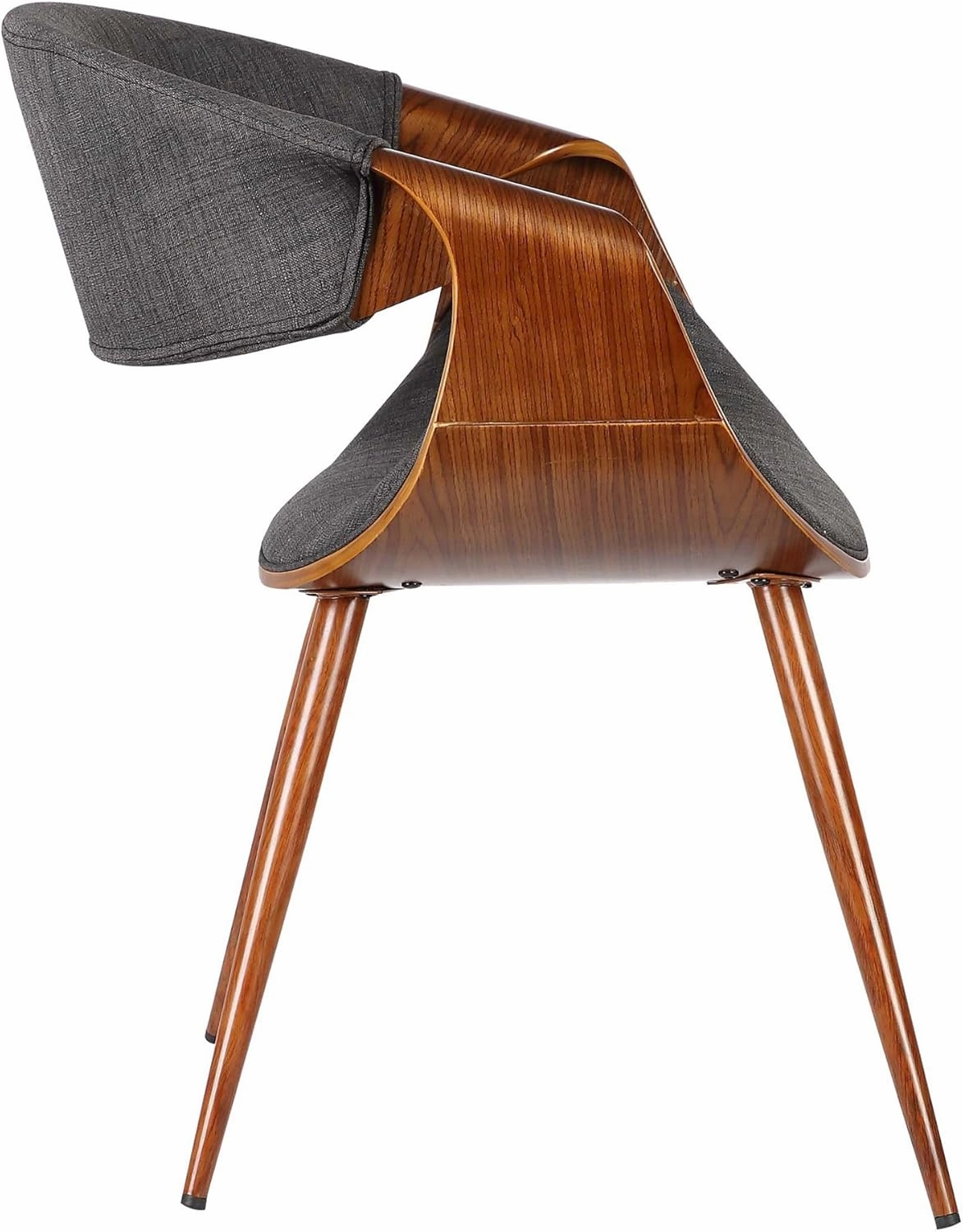 Armen Living Butterfly Dining Chair in Charcoal Fabric and Walnut Wood Finish 22D x 21W x 29H in