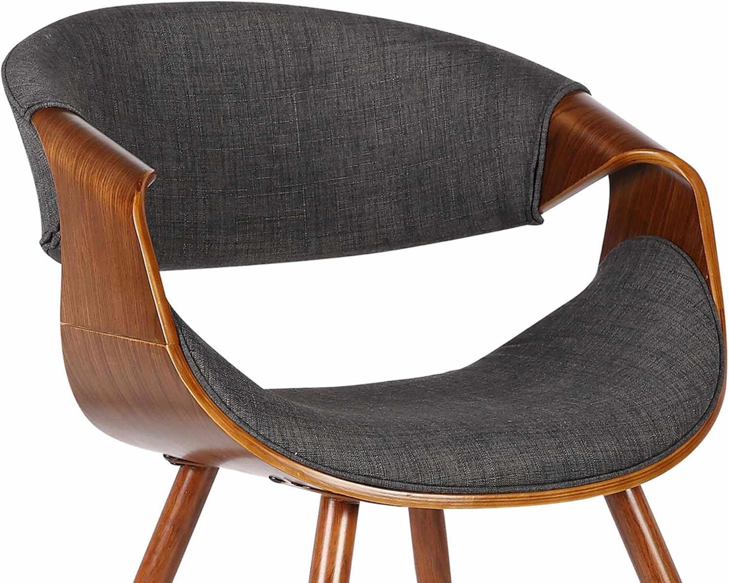 Armen Living Butterfly Dining Chair in Charcoal Fabric and Walnut Wood Finish 22D x 21W x 29H in