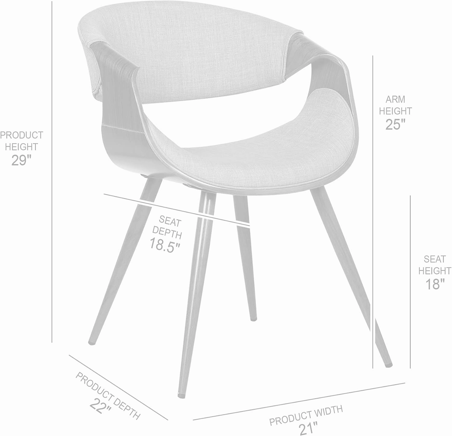 Armen Living Butterfly Dining Chair in Charcoal Fabric and Walnut Wood Finish 22D x 21W x 29H in