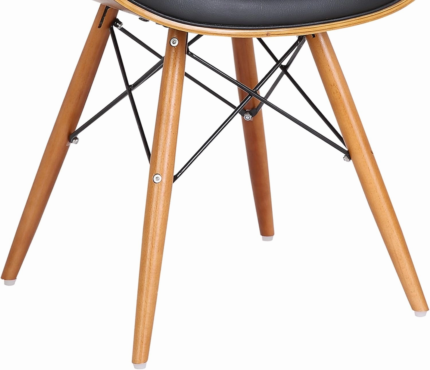 Armen Living Cassie Dining Chair in Black Faux Leather and Walnut Wood Finish 20D x 21W x 31H in